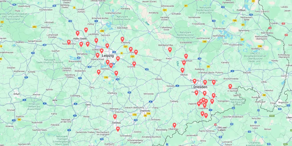 Karte über die Projekte im Überblick